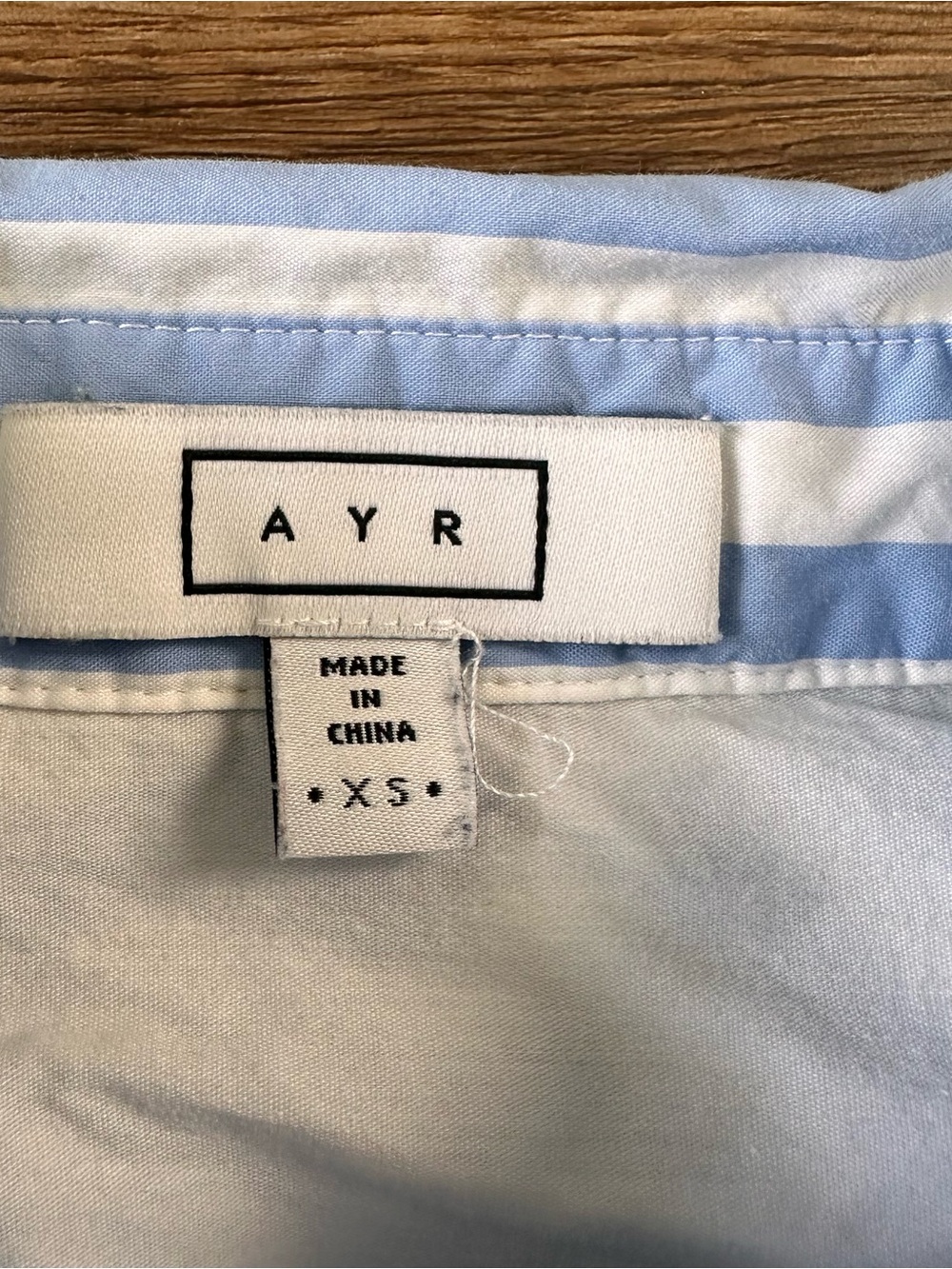 AYR The Deep End Striped Button Down Shirt Blue White Cotton XS Luxury Career - Picture 2 of 10